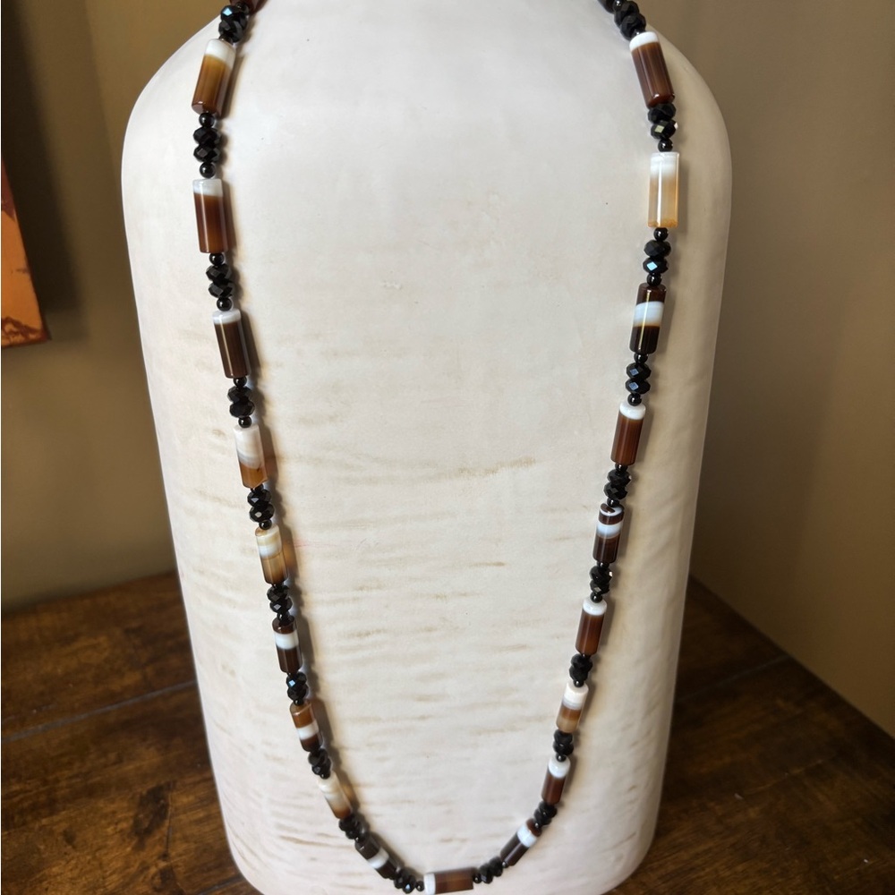 Jay King DTR Mine Finds Botswana Agate 35” Necklace 925 Sterling